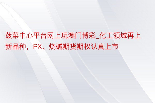 菠菜中心平台网上玩澳门博彩_化工领域再上新品种，PX、烧碱期货期权认真上市